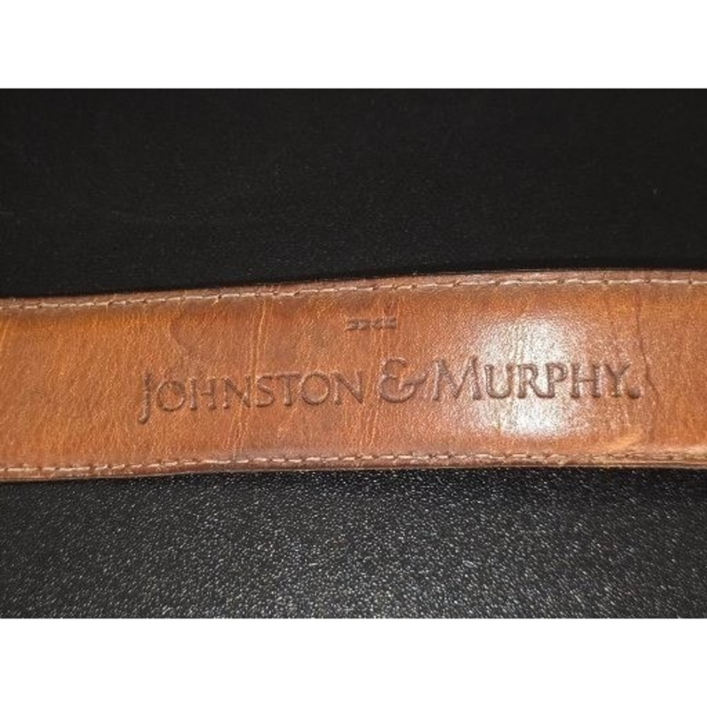 Johnston‎ & Murphy Mens 34 Burgundy Embossed Italian Calfskin Leather Belt USA - Picture 3 of 7
